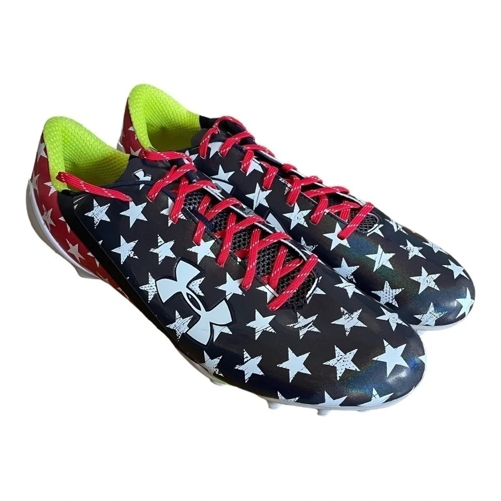 New Under Armour UA Spotlight LE USA Stars Football Cleat 1275481-412 Men Sz 16